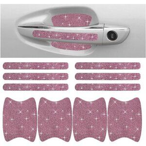 Car Door Handle Protector Bling Sticker Anti-Scratch, Universal Protective Pink